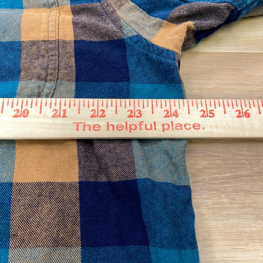 Duluth Trading Co Flannel Shirt Mens XL Plaid Cotton Relaxed Blue Tan Workwear - Picture 7 of 8